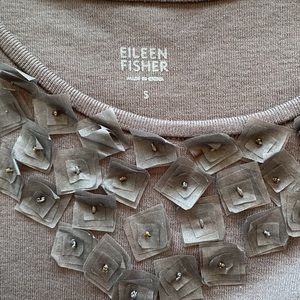 Eileen Fisher Organic Cotton Embellished Grey Tank